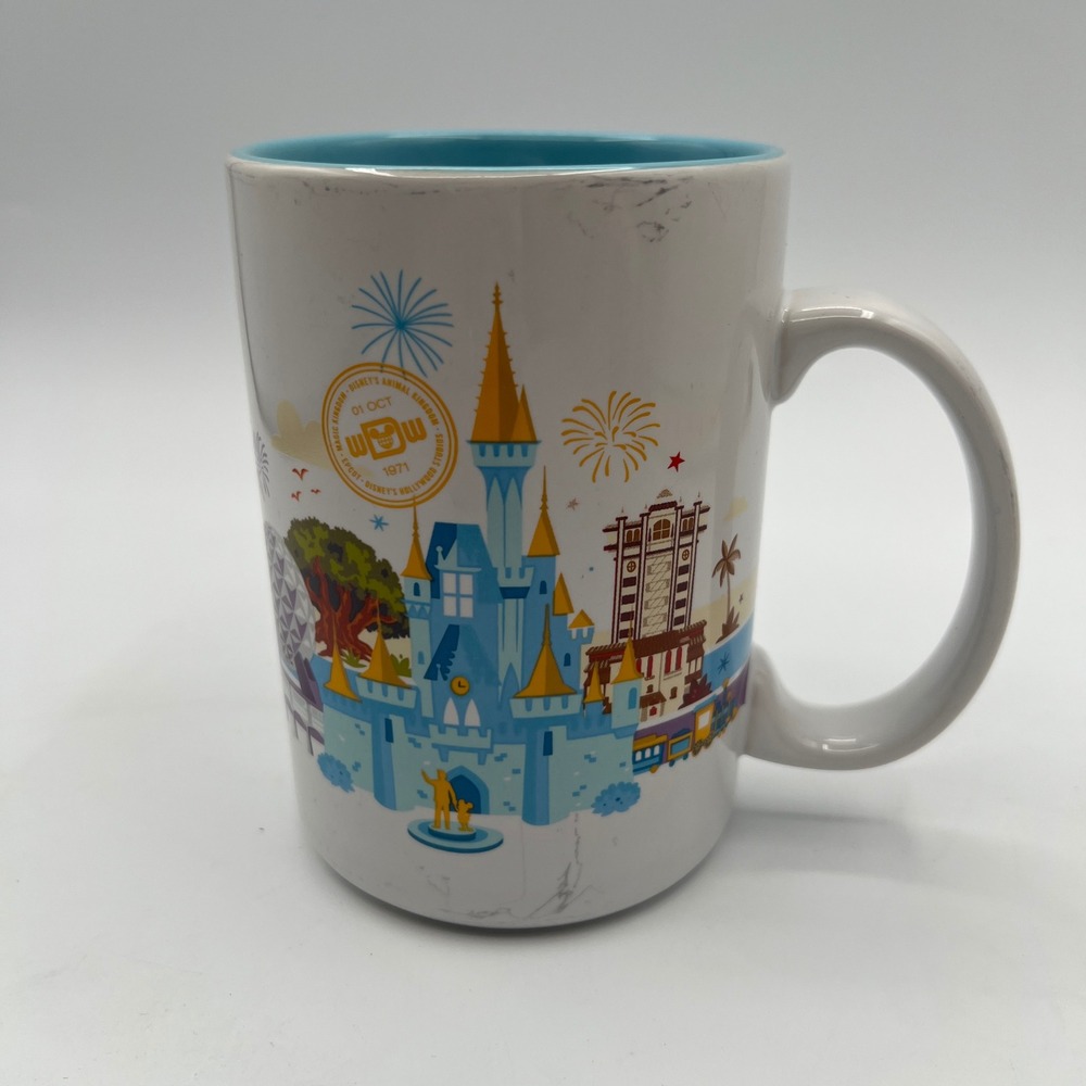Disney Parks Walt Disney World Discover the Magic Coffee Mug White Blue Interior